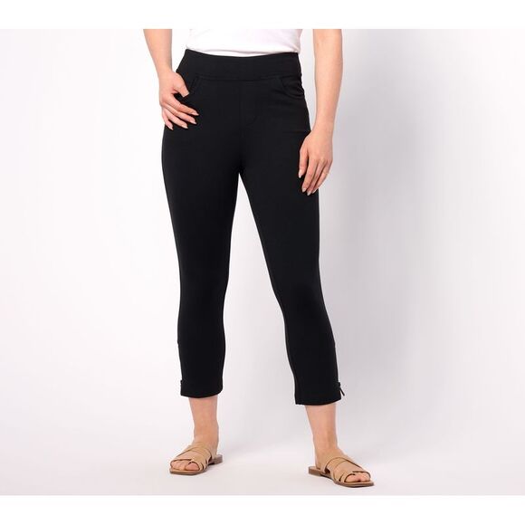 Belle by Kim Gravel Women's Petite Pants 4P Pet Coastal Crop Black A640319 - Picture 1 of 4
